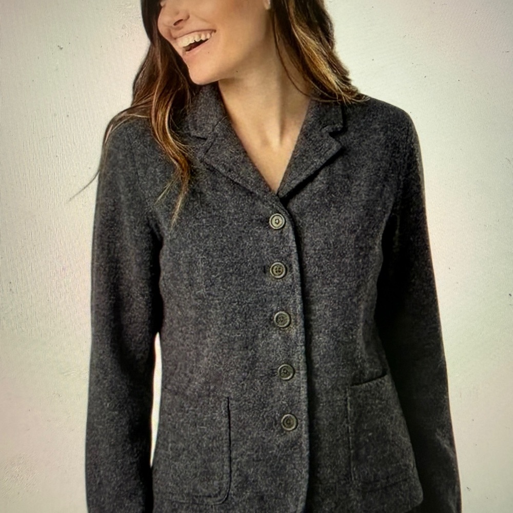Isaac Mizrahi For Target Charcoal Button-Up Blazer Linen Blend
